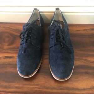 Ed Ellen Degeneres Blue Suede Oxford Style Lace-up